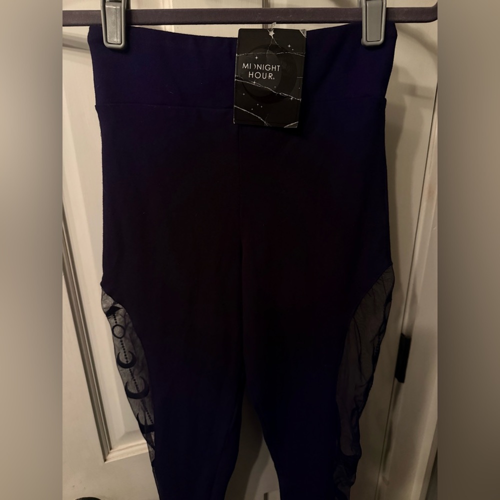 NWT NEW MIDNIGHT HOUR BLACK MOON PHASE MESH CUT OUT EMBROIDERED LEGGING SMALL - Picture 9 of 13